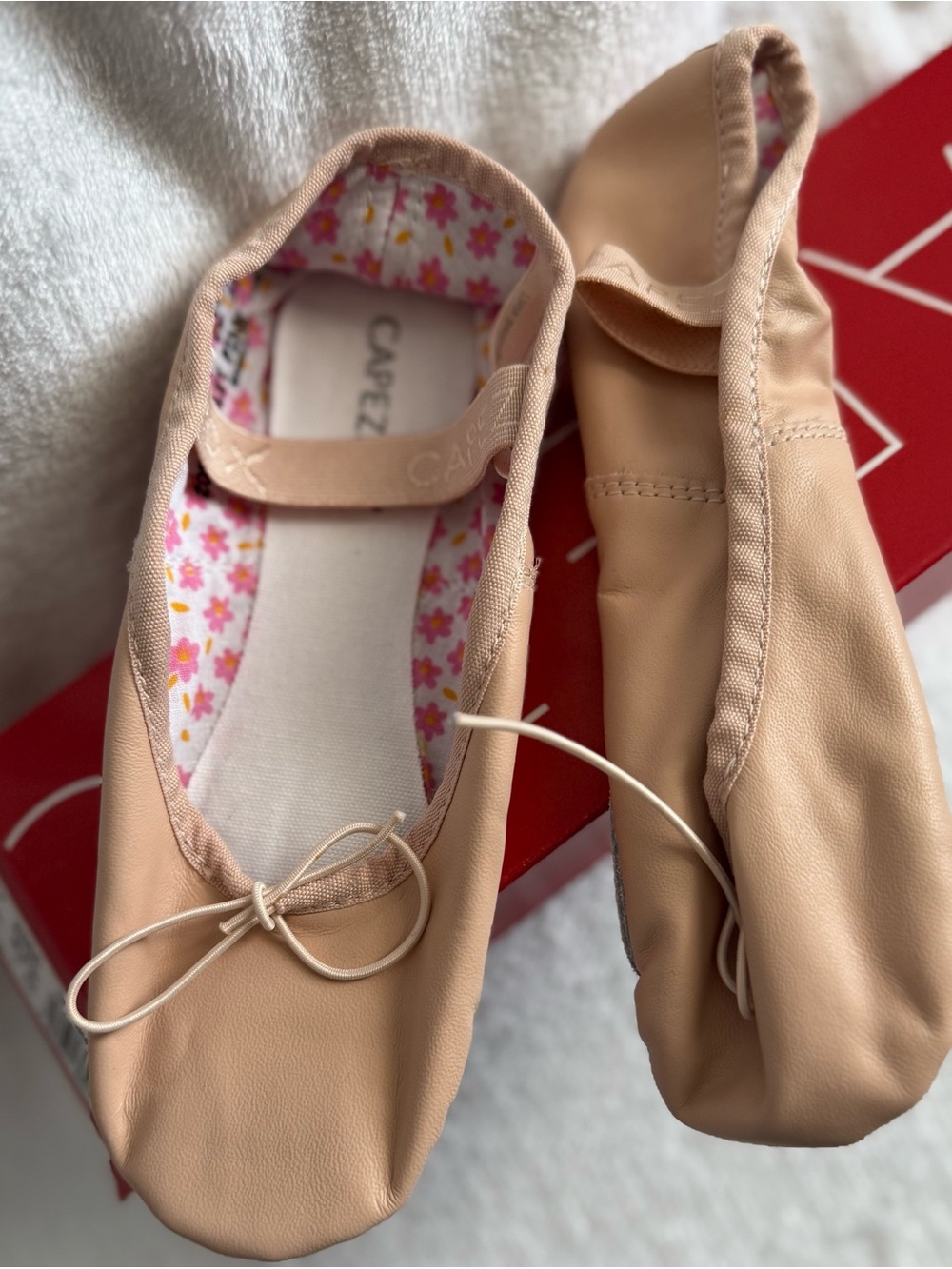 Capezio Beige Ballet Slippers with Floral Liner-Leather Daisy